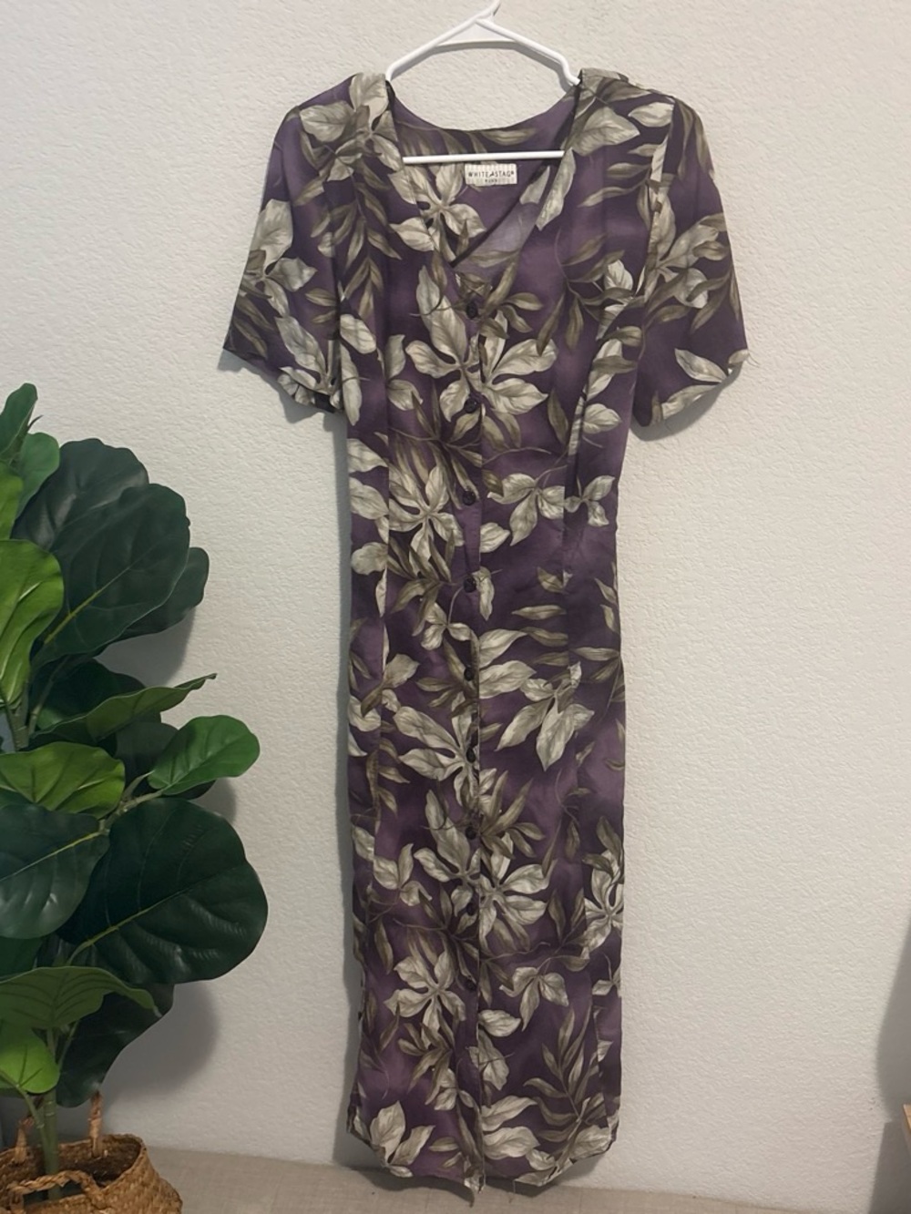 White Stag Purple Floral Button-Front Midi Dress XL